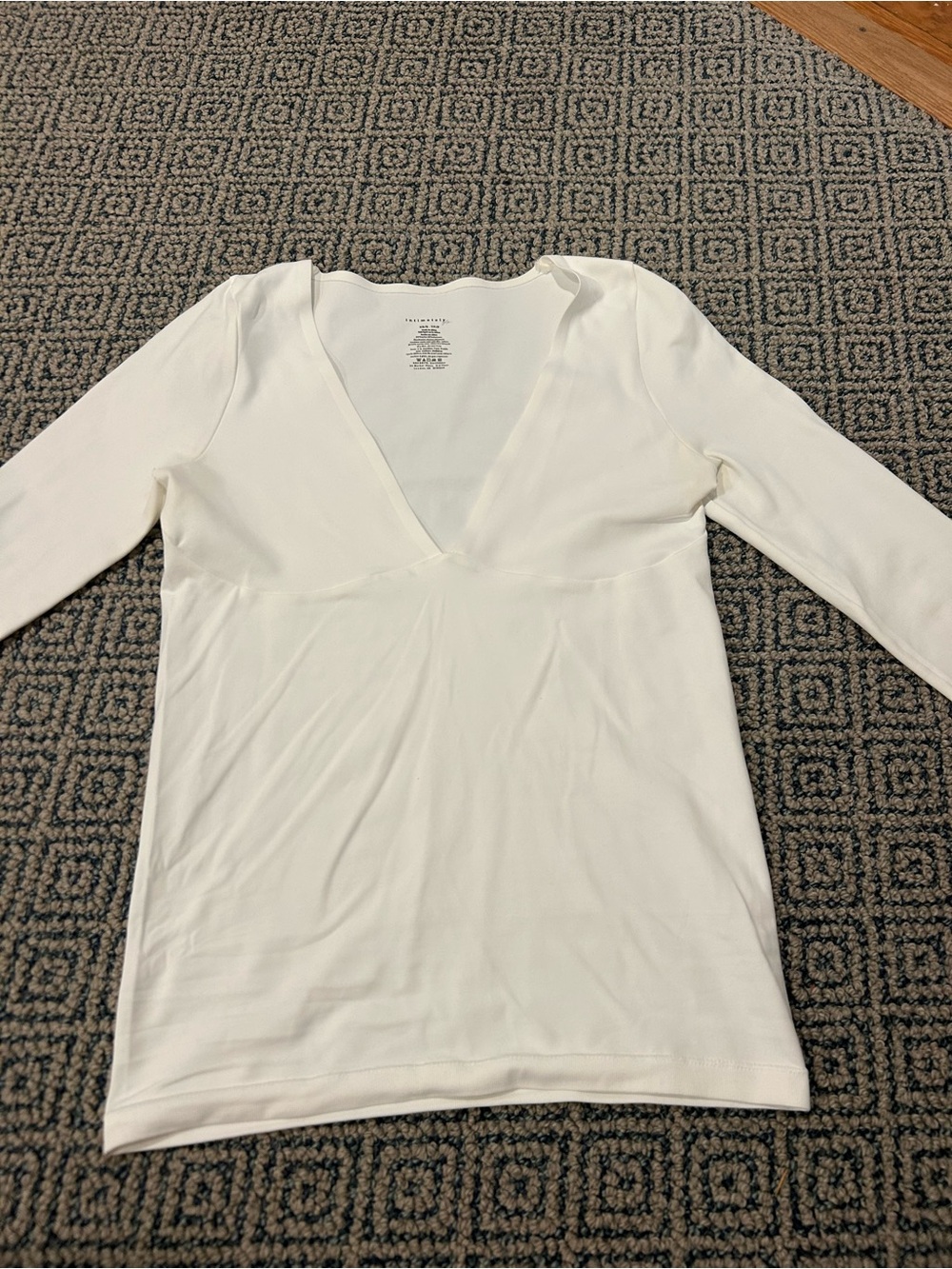Free people White V-Neck Women's Long Sleeve Top